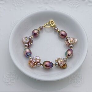 RL021 Handmade High Quality Freshwater Edison Pearl Bracelets Necklace 2 in 1